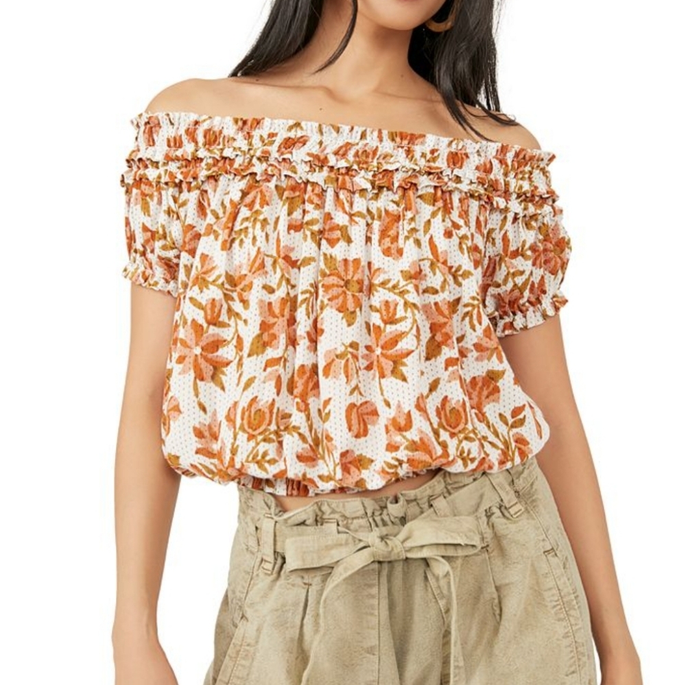 Free People Suki floral off the shoulder top Size XS